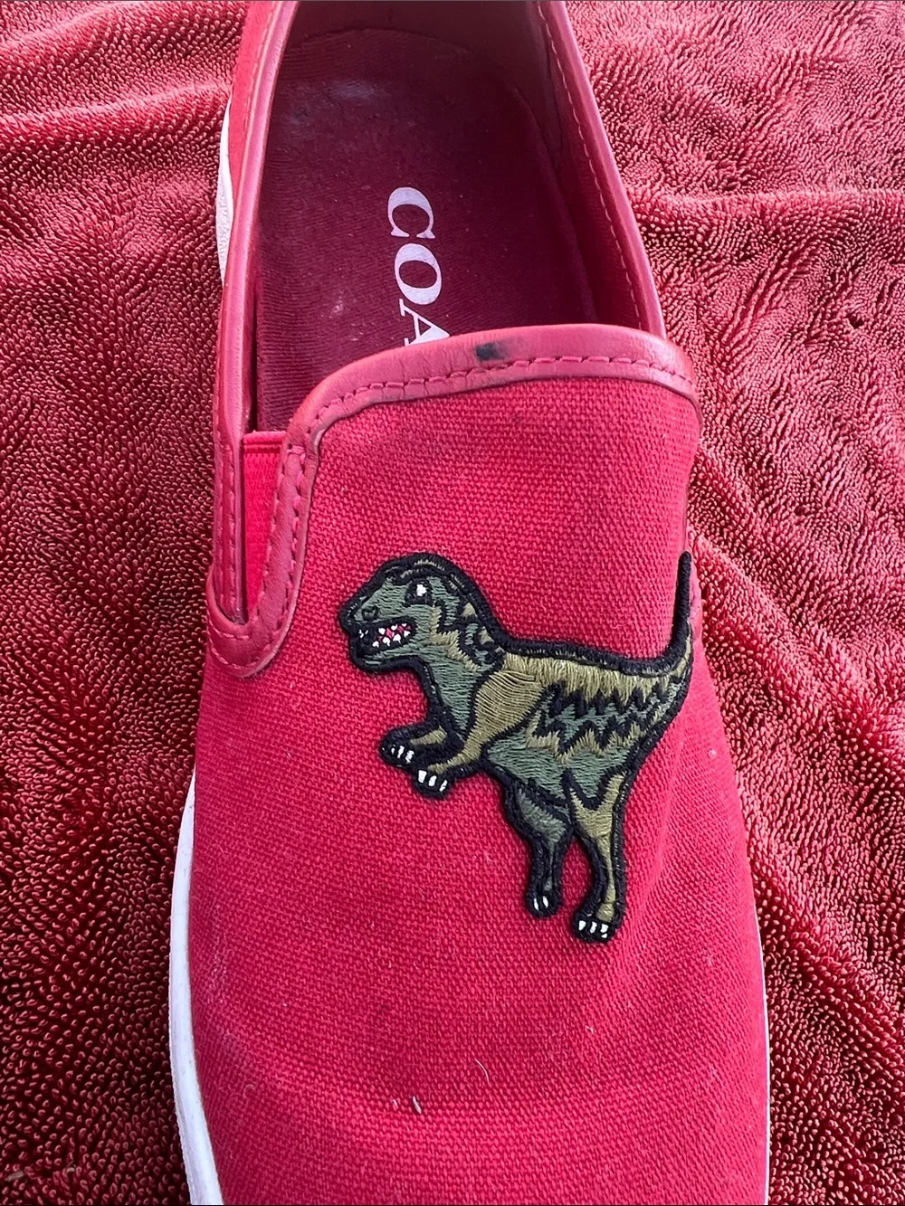 Coach Rexy Limited Edition Red Canvas Slip On Shoes Size 8.5 Men’s